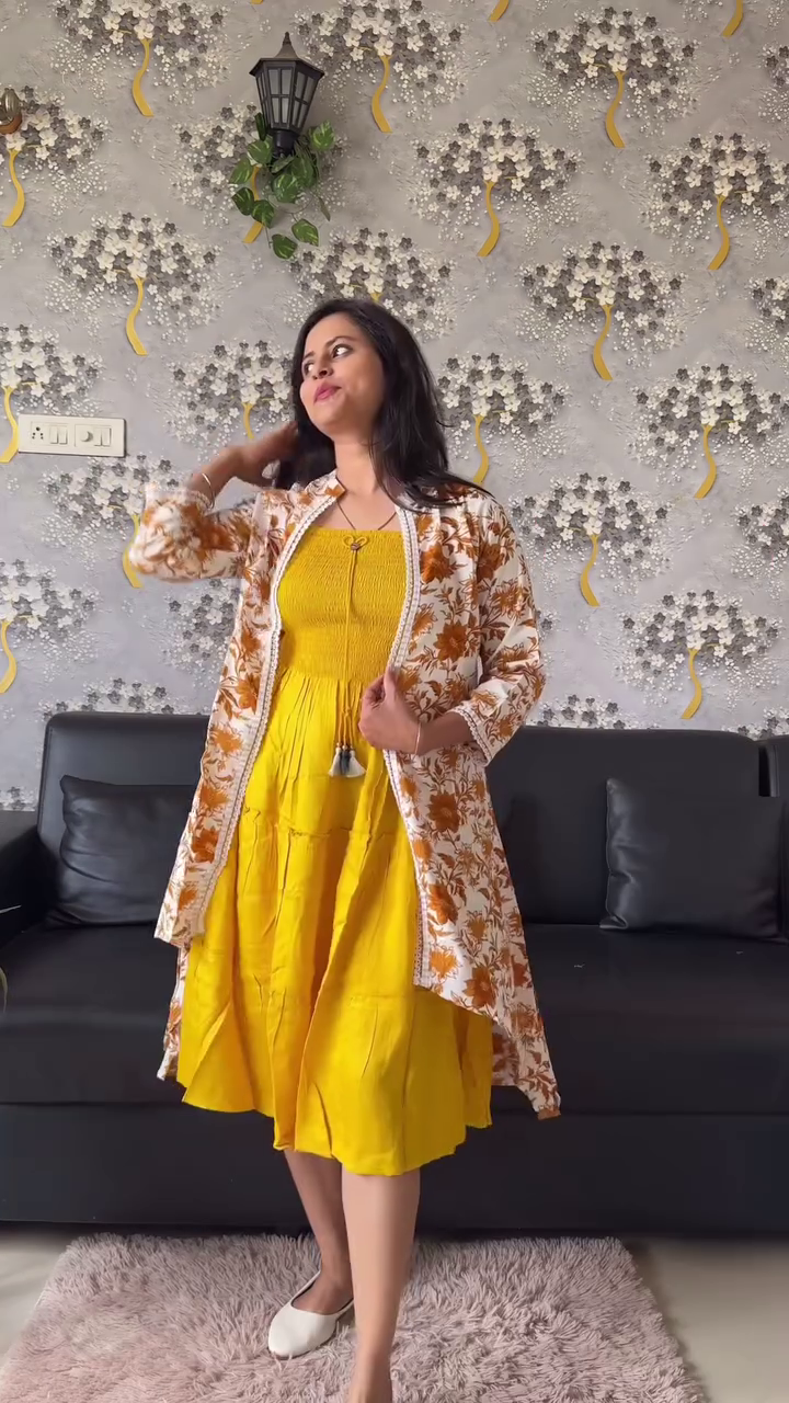 Elegant  Floral Layered Kurti Set – Graceful Ethnic Wear for Effortless Everyday Style