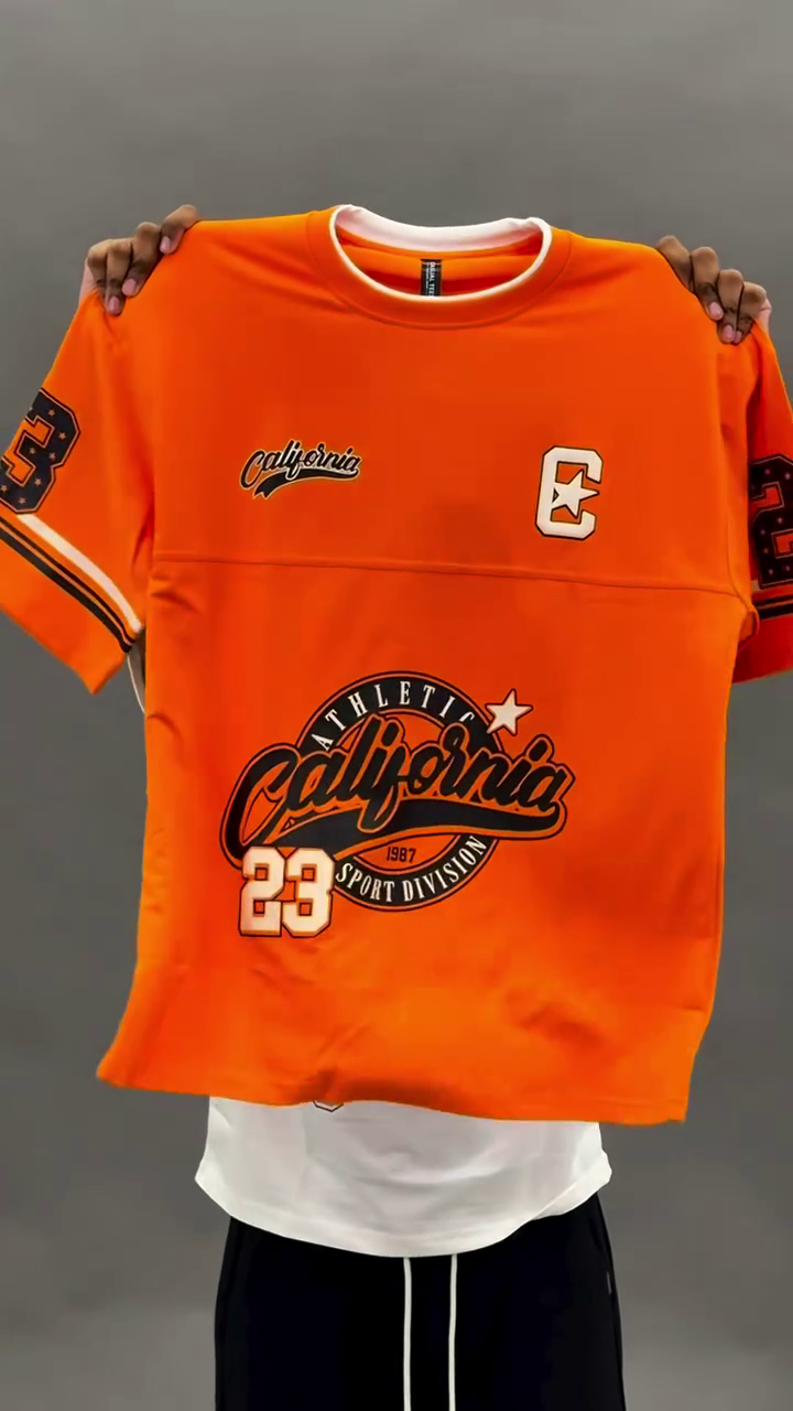 Bold Orange California Graphic Oversized T-Shirt for Streetwear Style