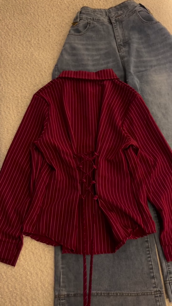 Women's Striped Corset Back Shirt – Trendy Casual & Chic Western Wear