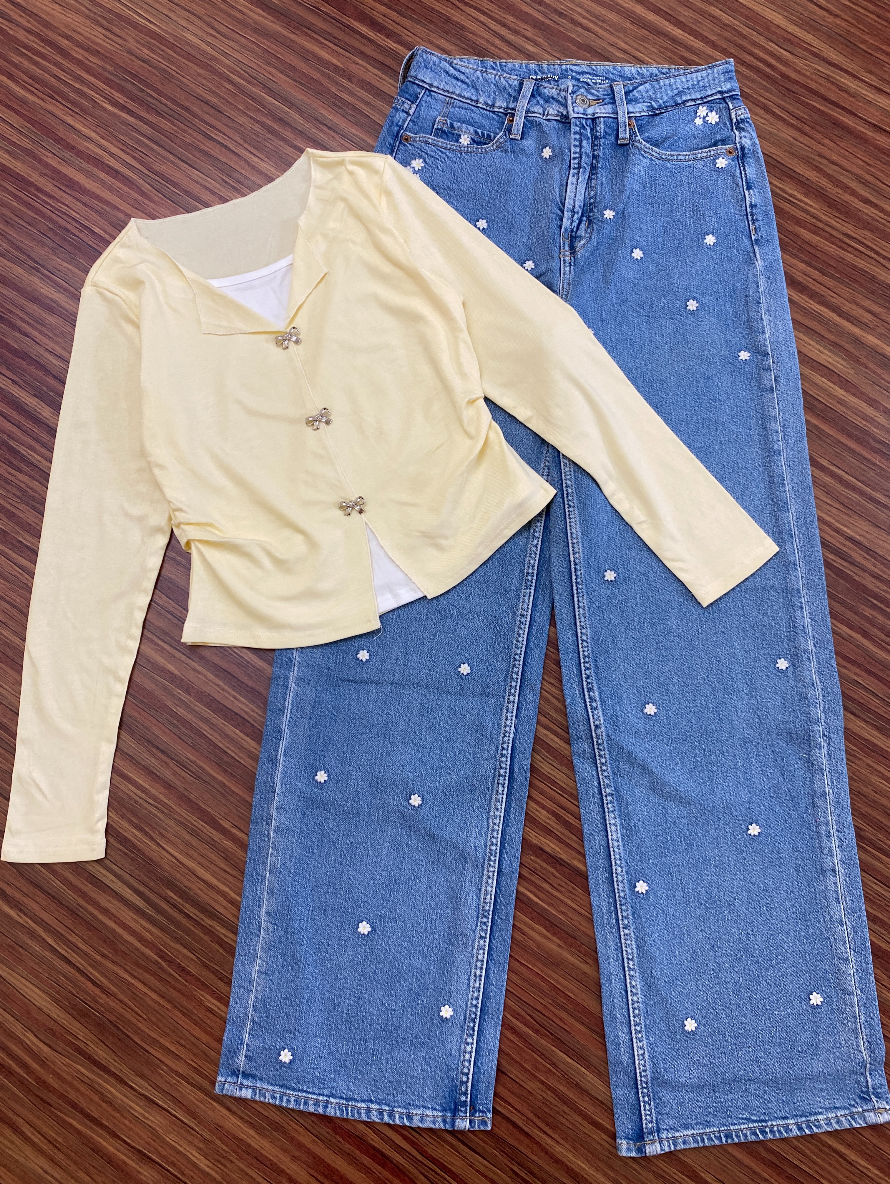 Trendy Women's Western Top & Wide Leg Jeans Co-ord Outfit – Stylish Casual Daily Wear