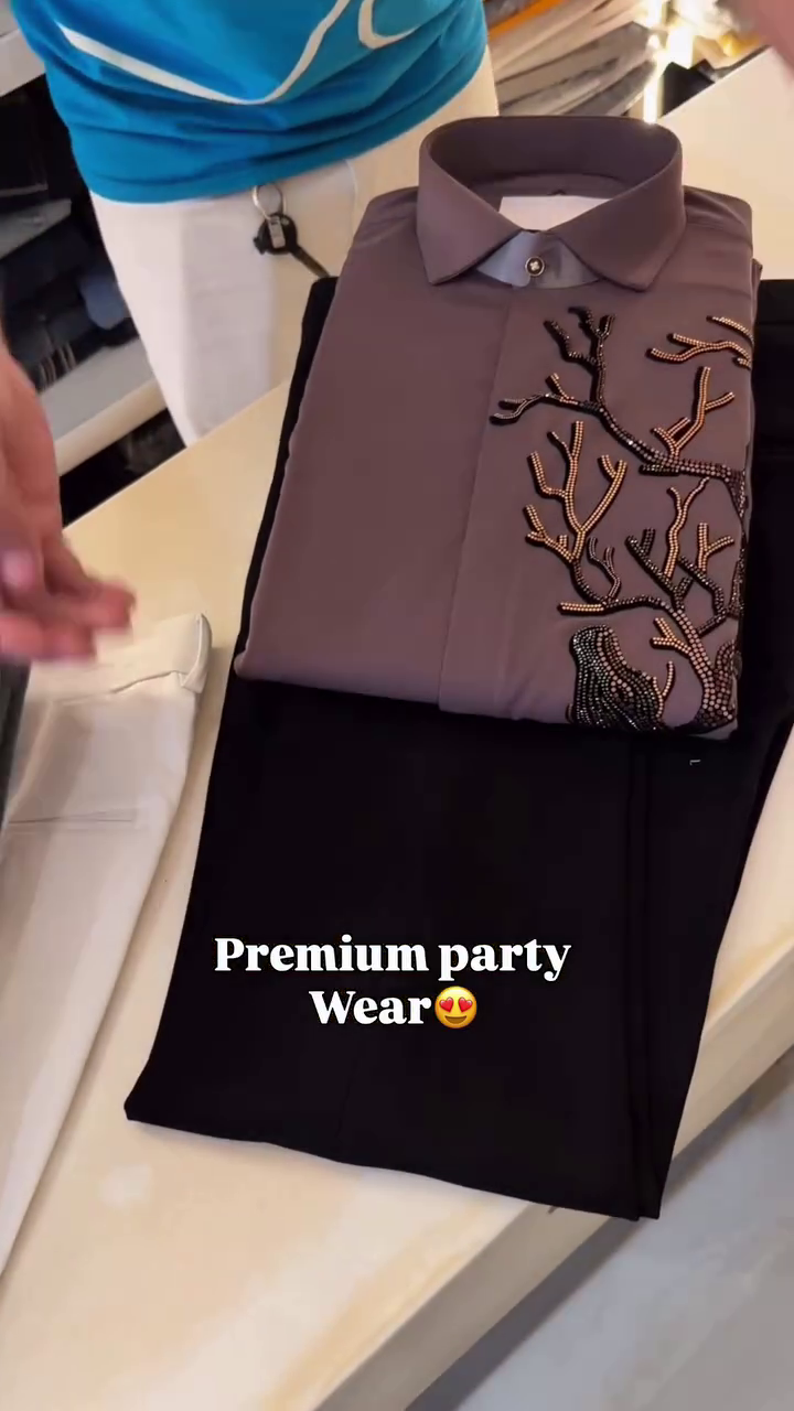 Premium Men's Embroidered Party Wear Shirt with Formal Trouser – Luxury Festive & Wedding Outfit