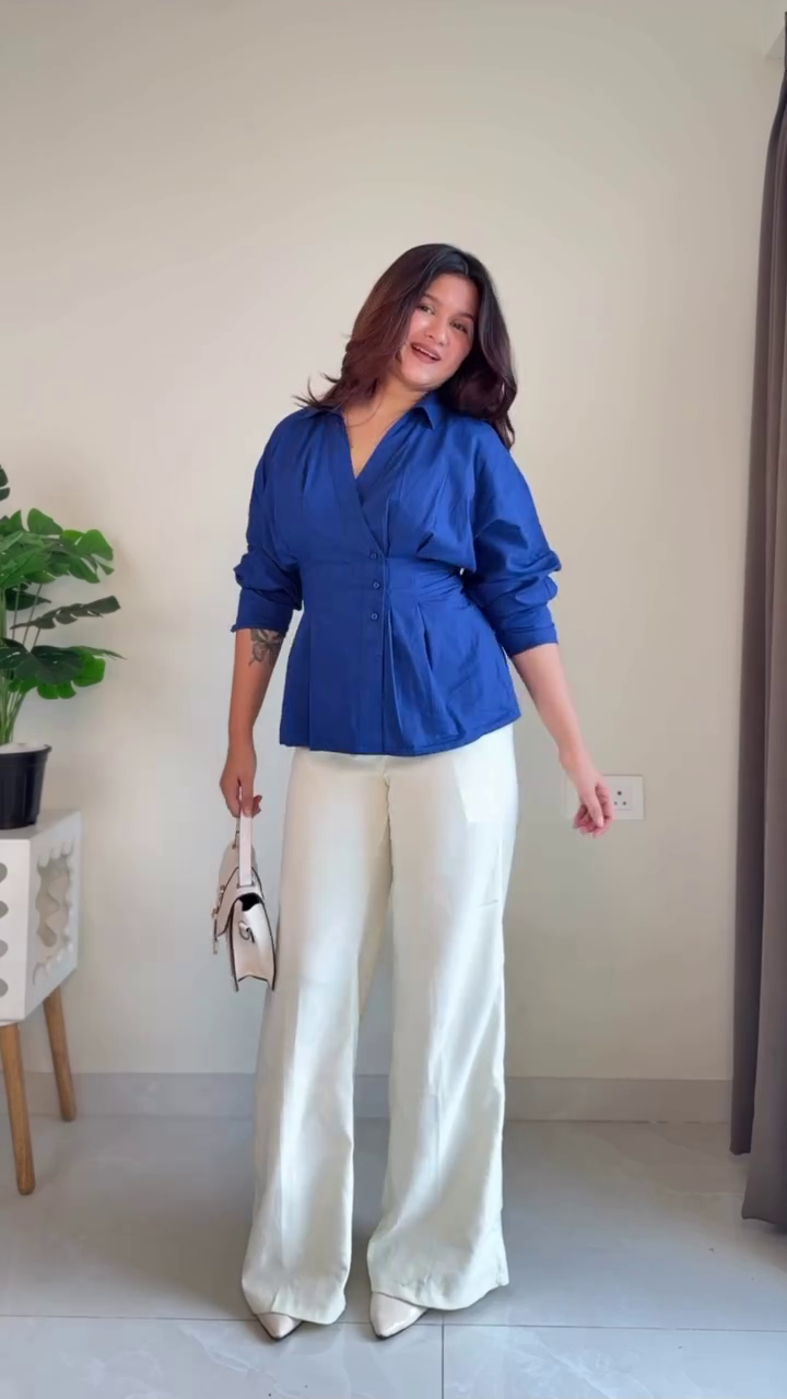 Trendy Red & White Striped Shirt with Wide Leg Pants | Premium Casual Co-Ord Set for Women