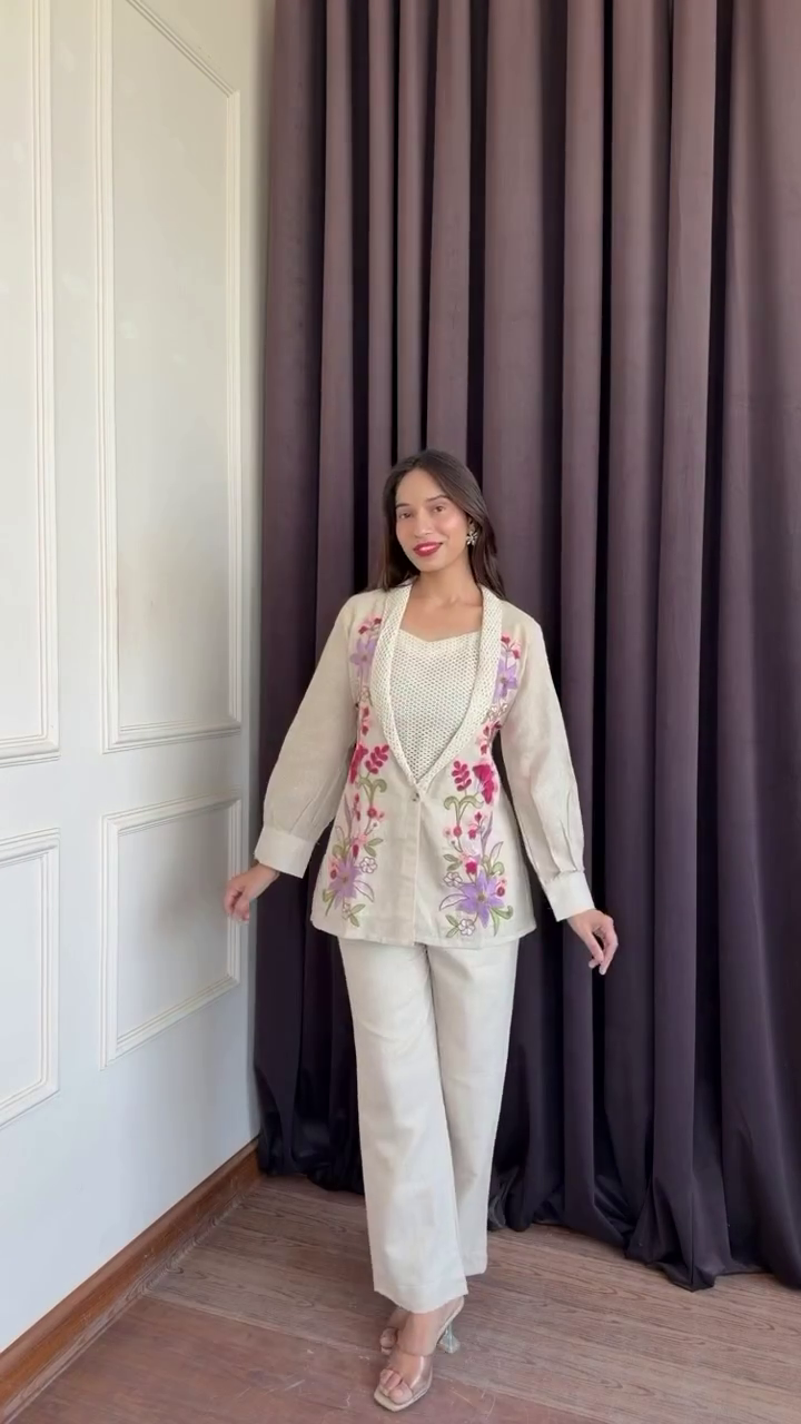 Premium Beige Embroidered Kurti Pant Set for Women | Elegant Ethnic Wear @ Just ₹149