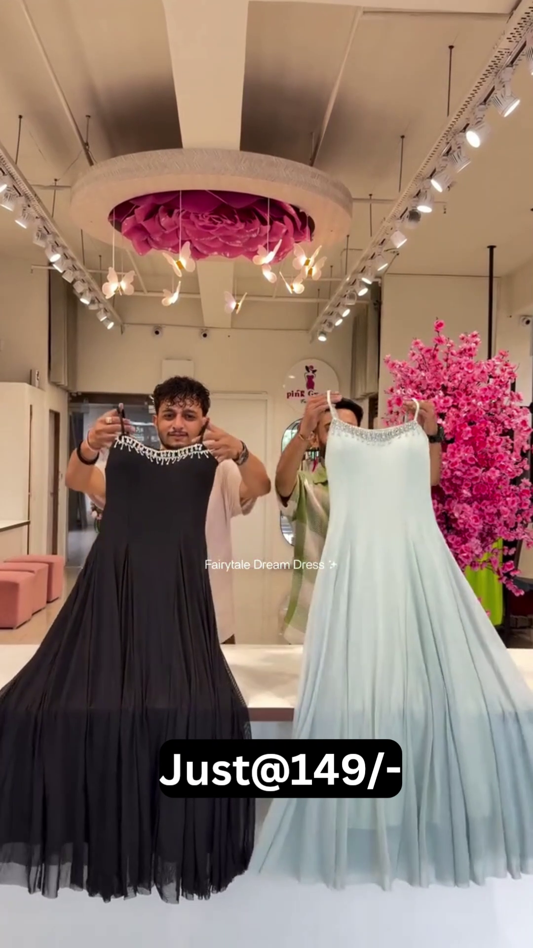 Elegant Fox Georgette Ruffle Gown with Embroidered Neckline – Graceful Party & Occasion Wear