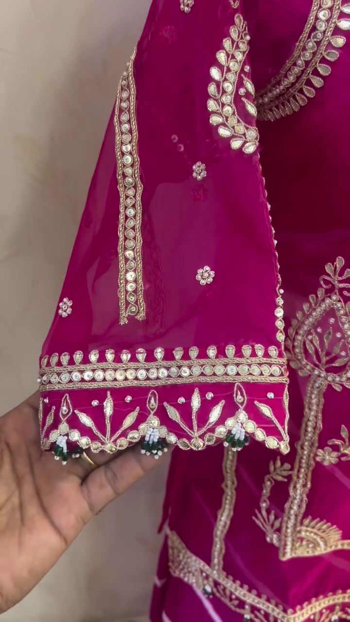 Elegant Purple Leheriya Sharara Set with Intricate Gota Marodi Embroidery – Festive & Ethnic Occasion Wear