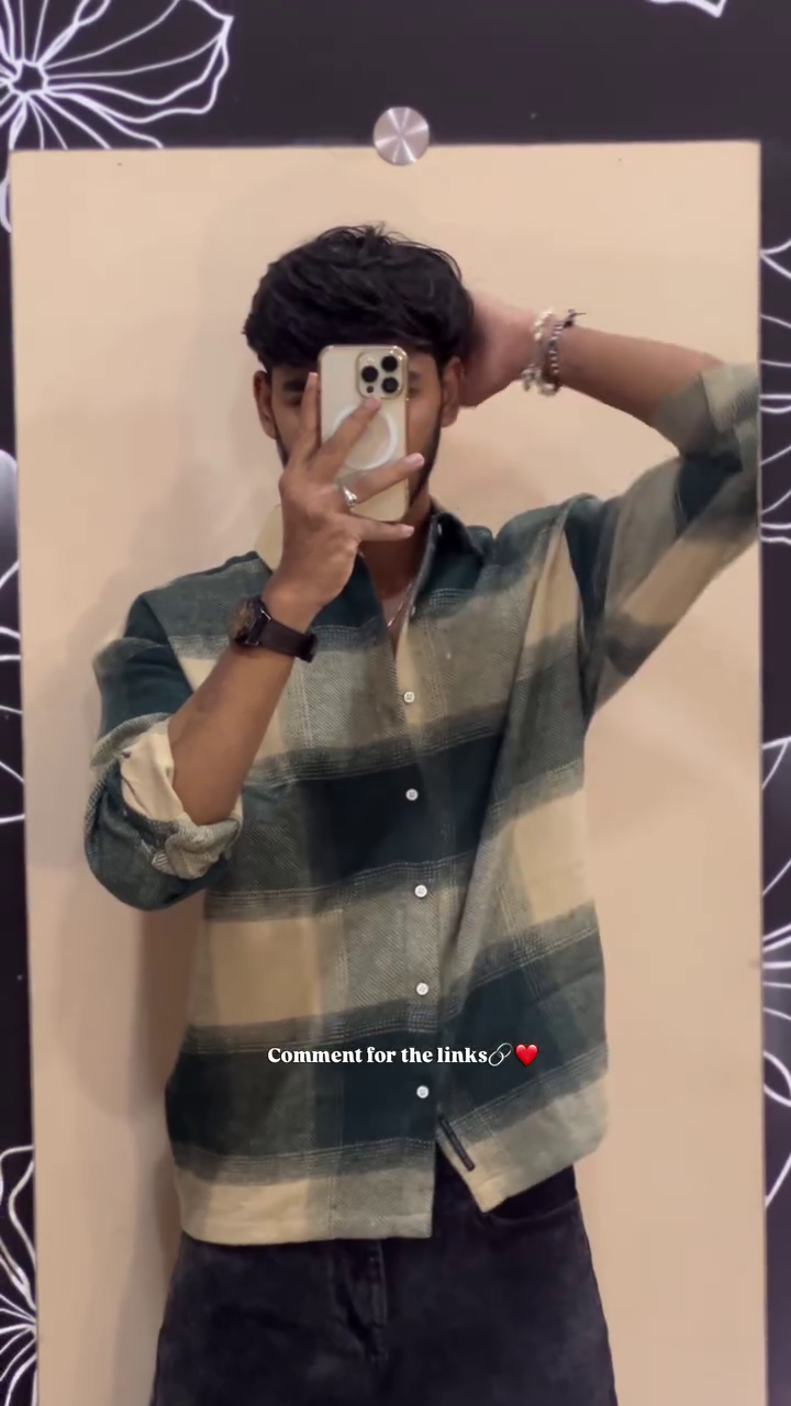 Men's Red & White Oversized Check Casual Shirt