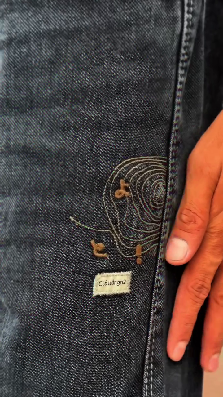 Men's Dark Wash Drawstring Slim Fit Jeans