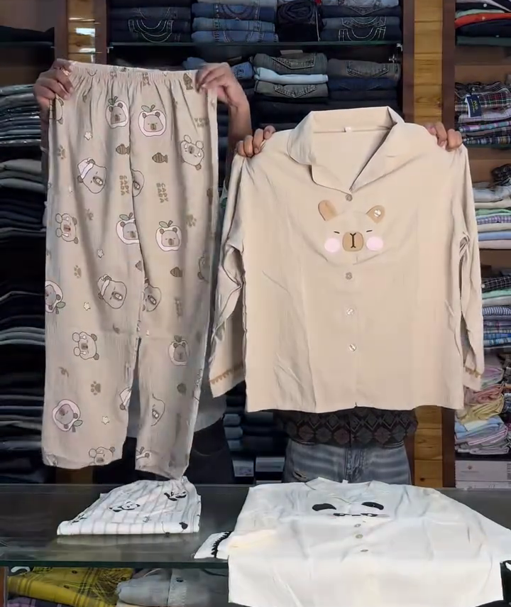 Women's Panda Printed Night Suit Set