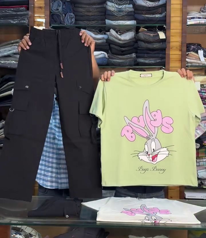 Women's Bugs Bunny Graphic T-Shirt with Cargo Pants Set
