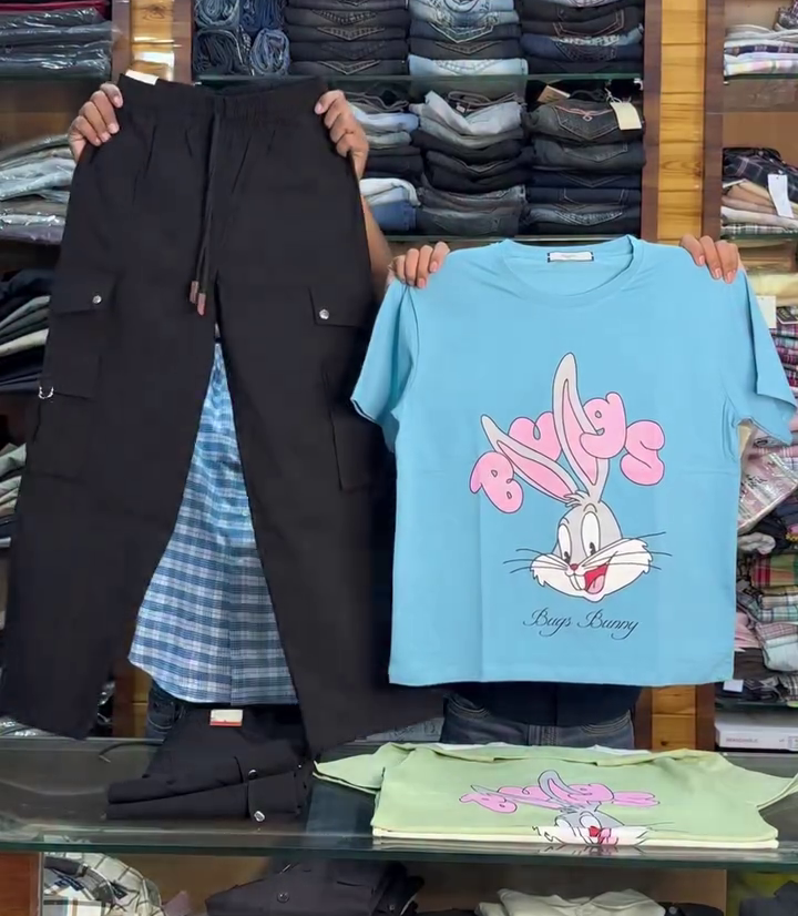 Women's Bugs Bunny Graphic T-Shirt with Cargo Pants Set