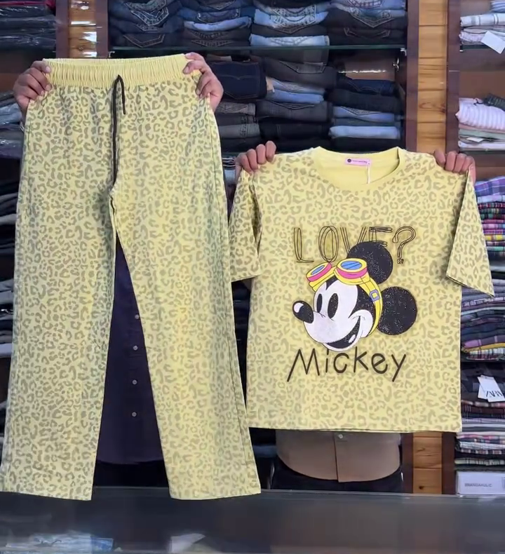 Women's Mickey Printed Lounge Wear Co-Ord Set
