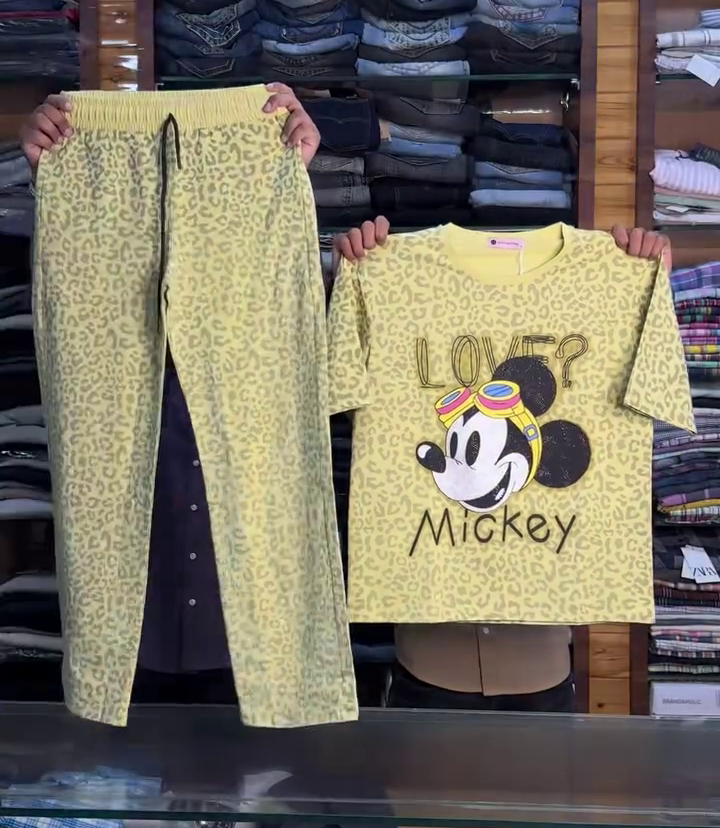 Women's Mickey Printed Lounge Wear Co-Ord Set
