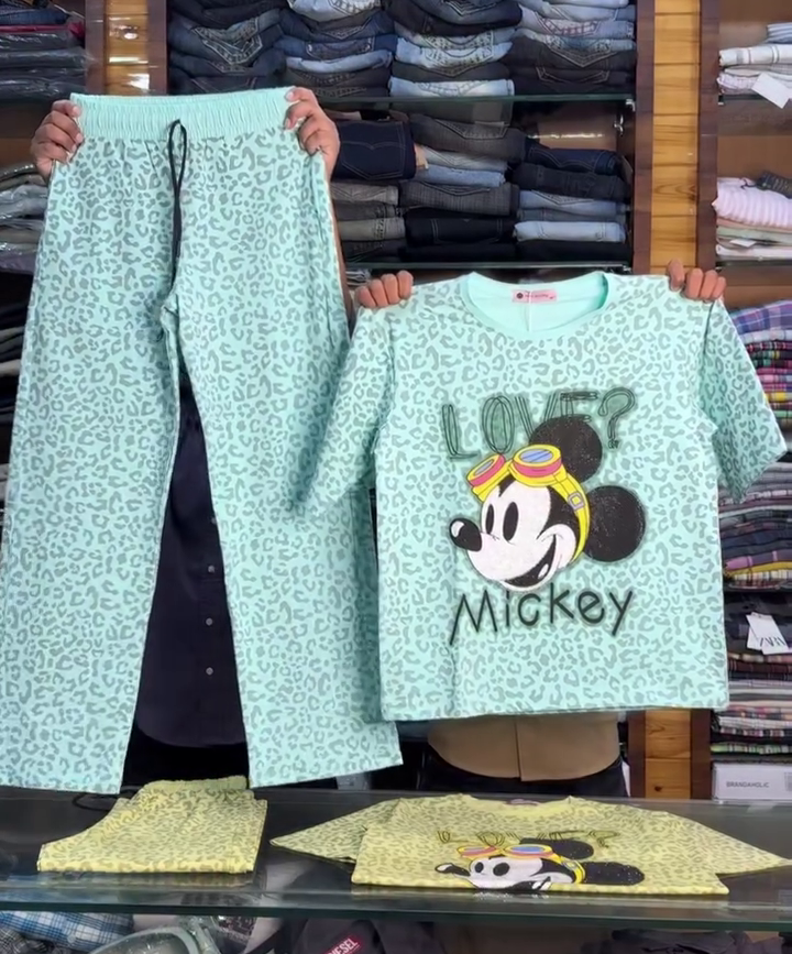 Women's Mickey Printed Lounge Wear Co-Ord Set