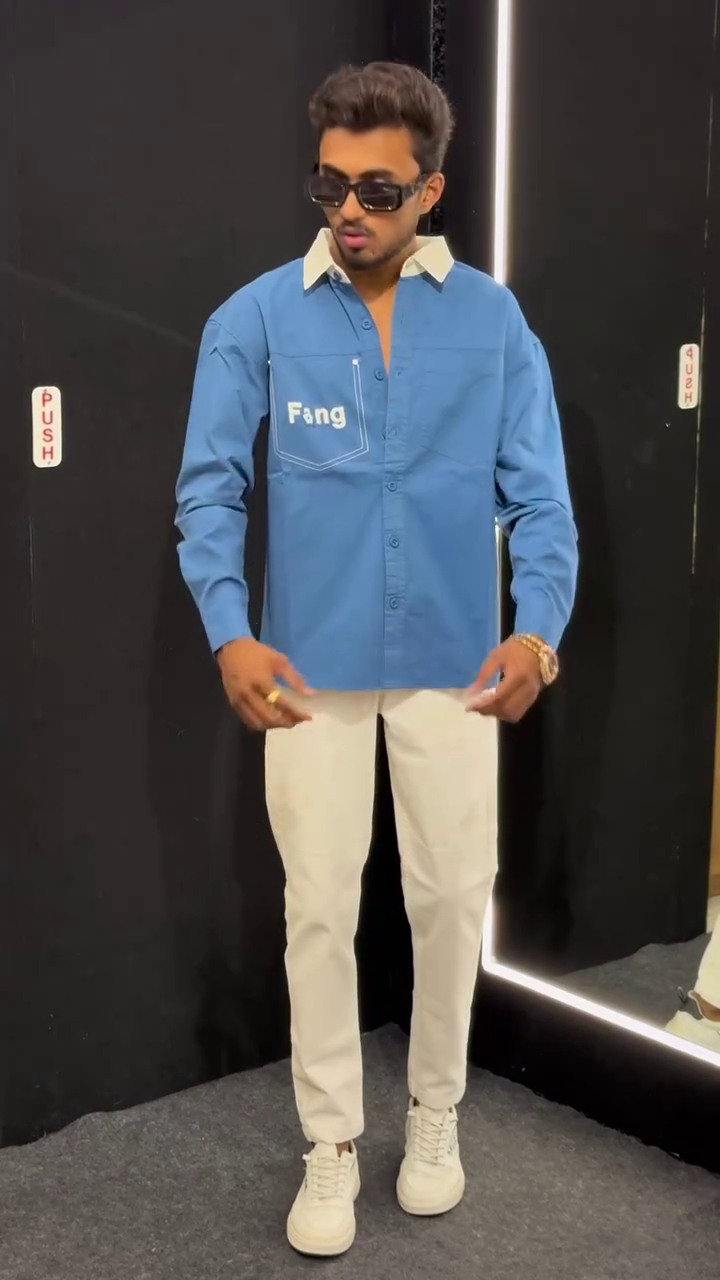 Men's Orange Fang Printed Casual Shirt