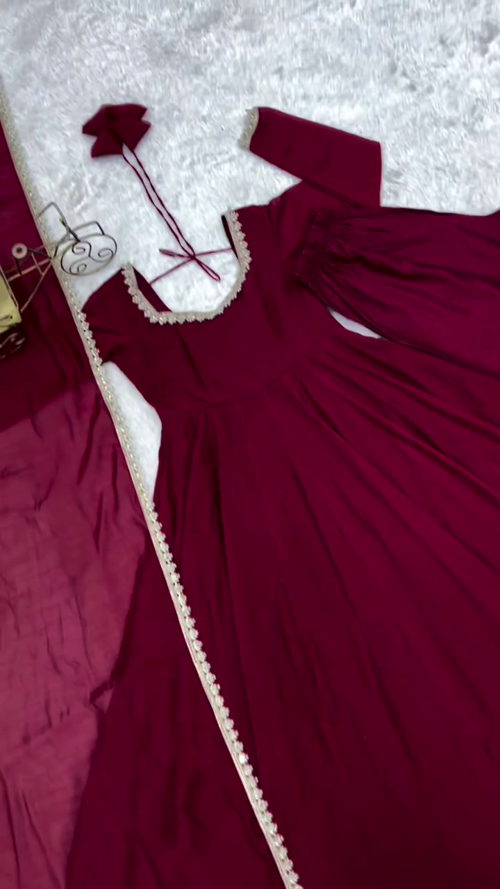 Women's Wine Flared Ethnic Anarkali Dress