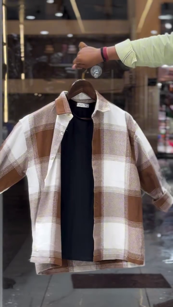 Men's Red & White Checked Layered Casual Shirt
