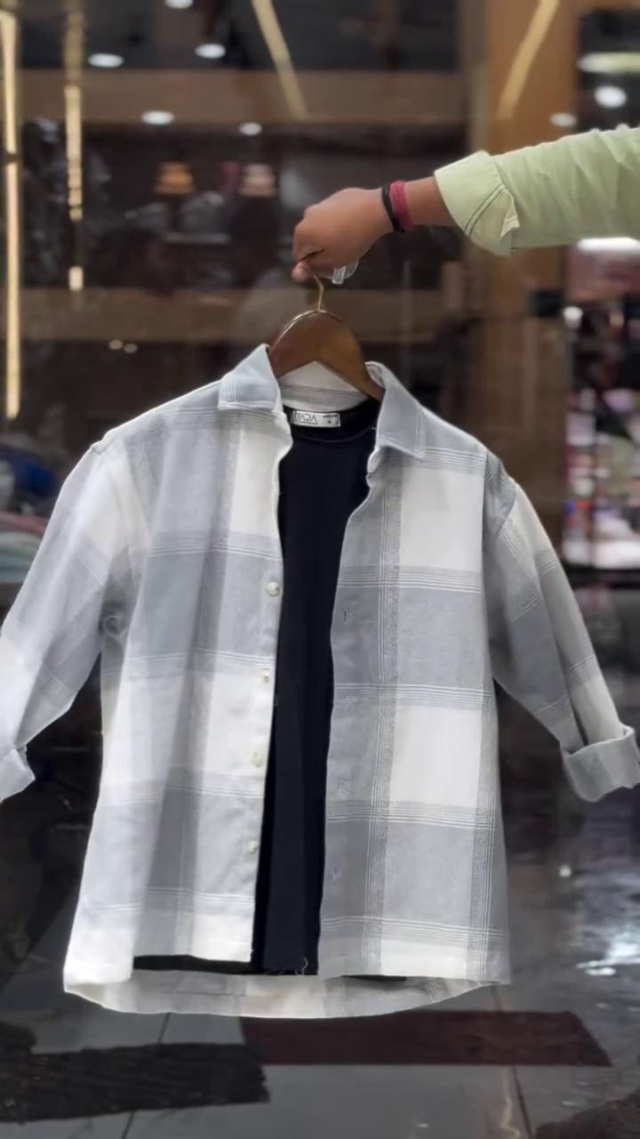 Men's Red & White Checked Layered Casual Shirt