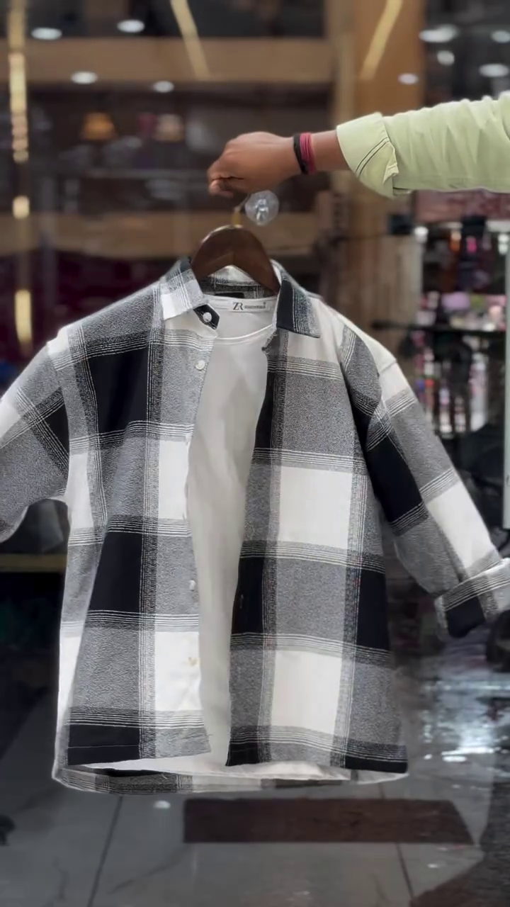 Men's Red & White Checked Layered Casual Shirt