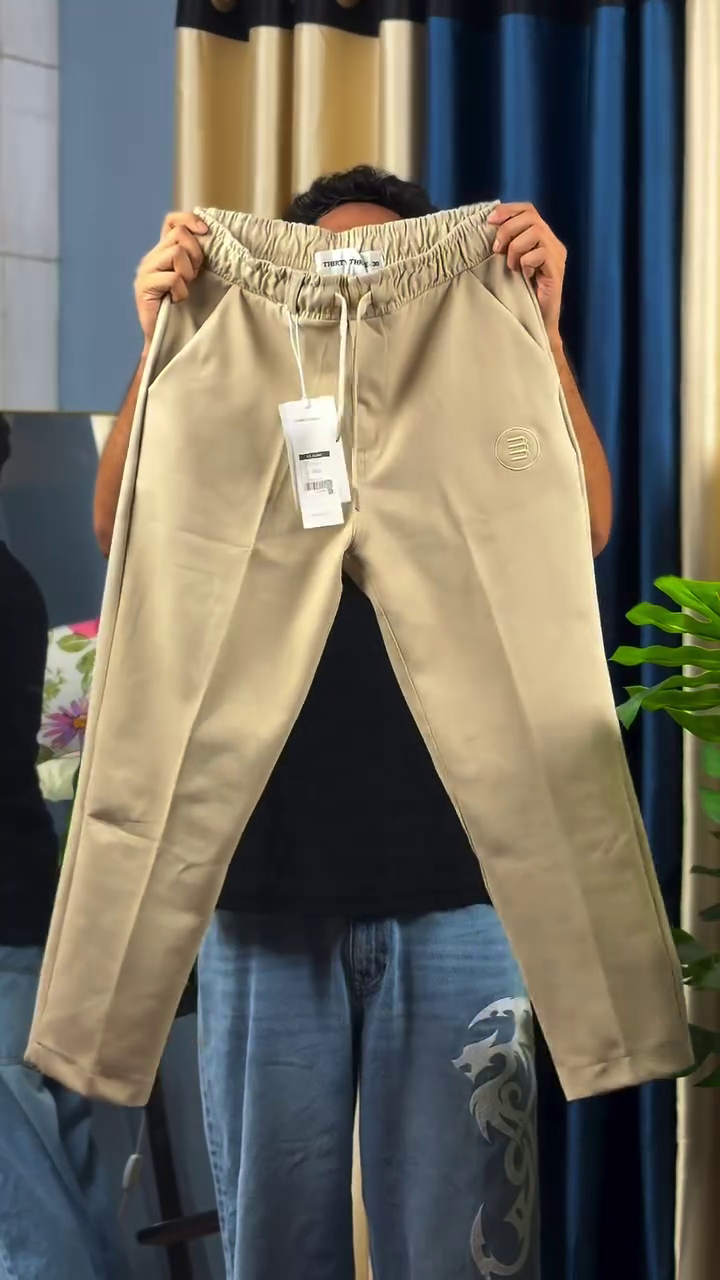 Men's White Slim Fit Casual Trousers