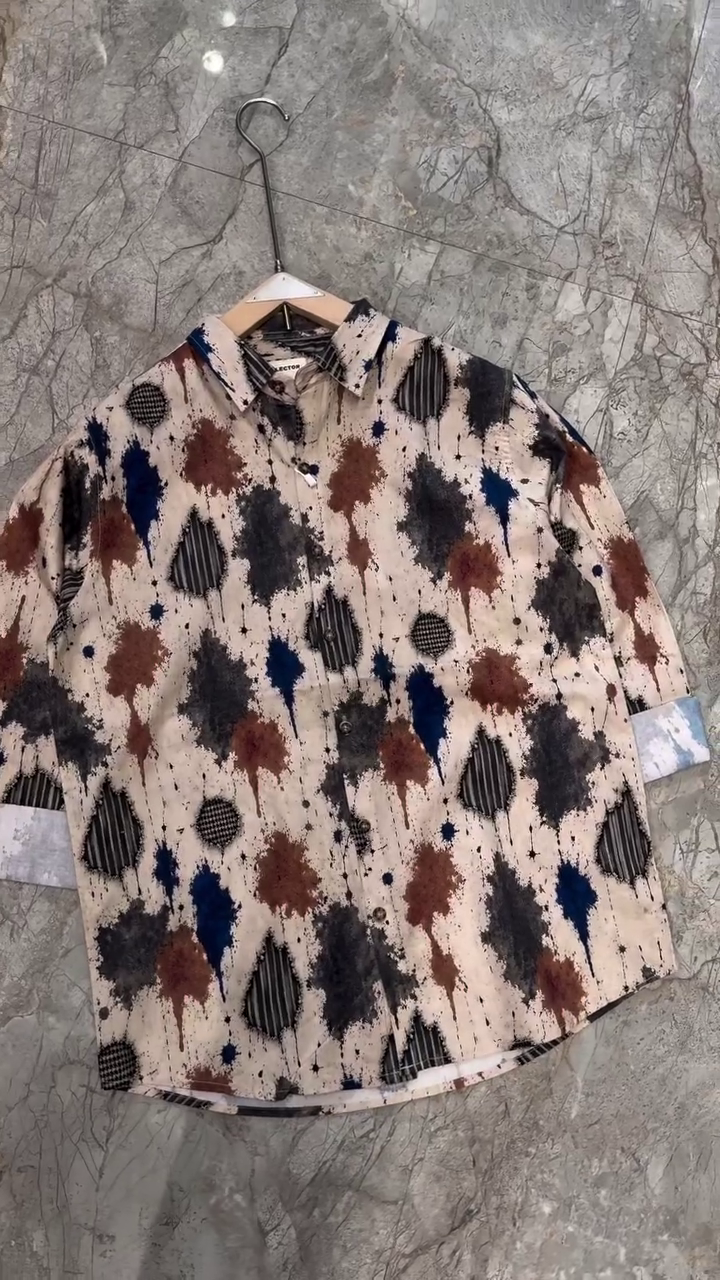Trendy Patchwork Denim Cropped Shirt with Distressed Stitch Detailing and Multi-Tone Design
