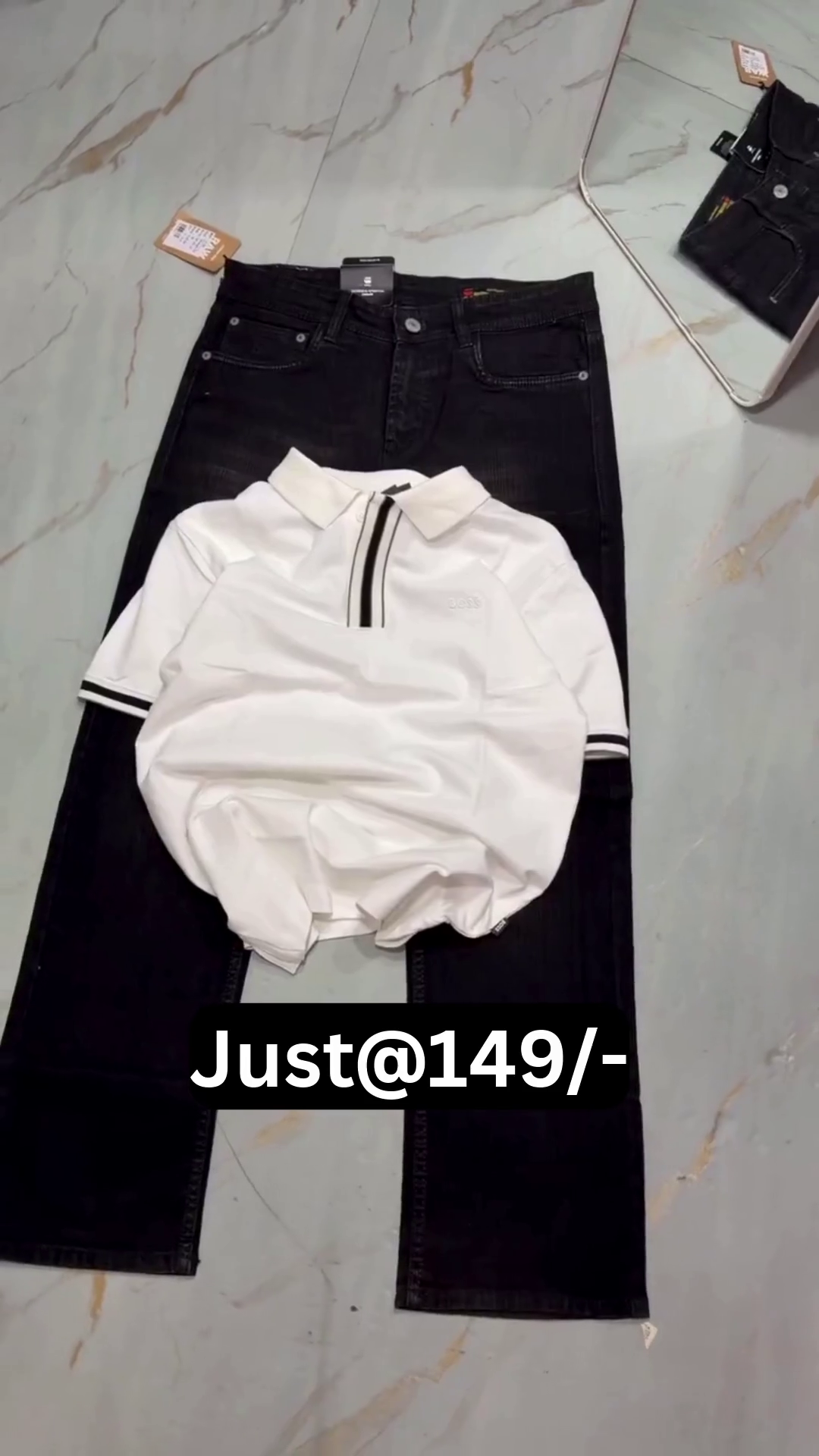 Stylish Men’s Black Jeans with Premium Pink Polo T-Shirt Combo aTrendy Casual Outfit Set for Everyday Wear, College, Outings, Parties & Modern Fashion Looks