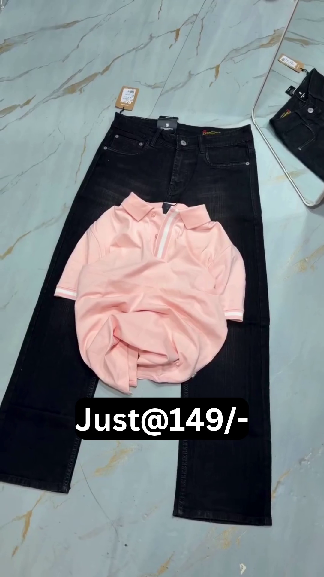 Stylish Men’s Black Jeans with Premium Pink Polo T-Shirt Combo aTrendy Casual Outfit Set for Everyday Wear, College, Outings, Parties & Modern Fashion Looks