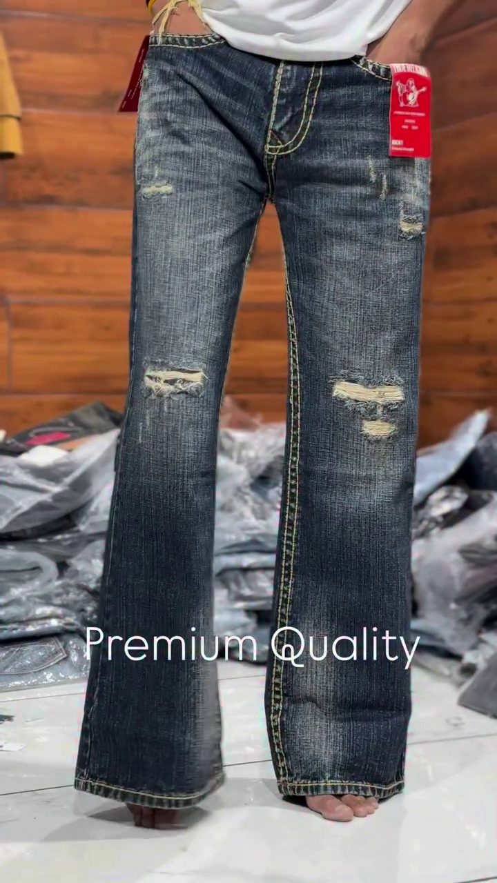 Premium Quality Men’s Dark Blue Distressed Jeans with Stylish Ripped Detailing, Classic Five-Pocket Design and Modern Casual Fit for Everyday