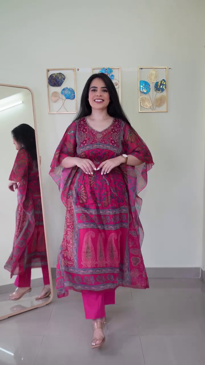 Elegant  Floral Anarkali Suit with Printed Dupatta – Graceful Ethnic Wear for Women