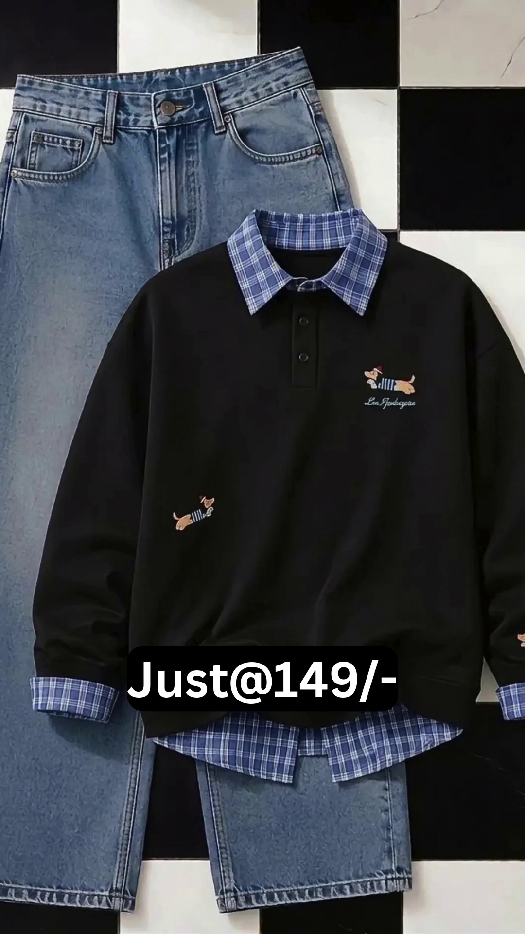 Premium  Polo Sweatshirt with Striped Collar & Cuffs – Stylish Casual Streetwear Top for MenPremium  Polo Sweatshirt with Striped Collar & Cuffs – Stylish Casual Streetwear Top for Men