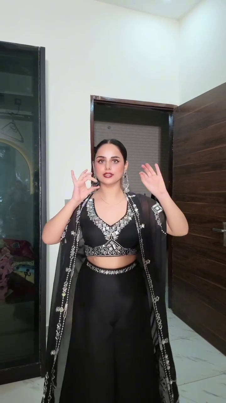 Elegant Black Embroidered Co-Ord Set with Sheer Dupatta – Stylish Contemporary Ethnic Wear