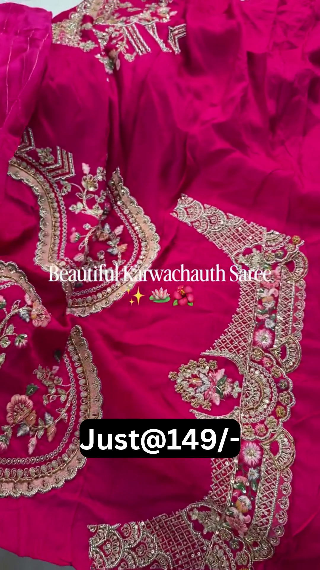 Beautiful Pink Karwa Chauth Saree with Heavy Embroidered Border & Designer Tassels