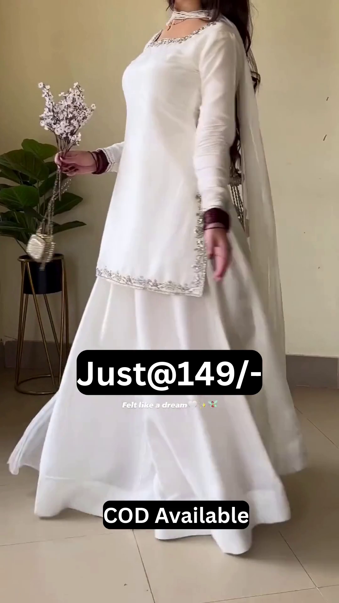 Elegant White Anarkali Suit Set with Silver Embroidery – Dreamy Ethnic Wear